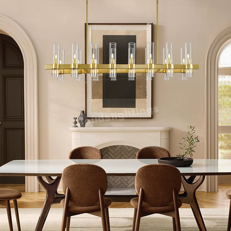 Modern Glass Rectangular Chandelier 54"