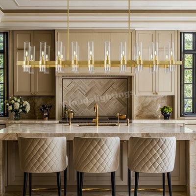 Modern Glass Rectangular Chandelier 68"