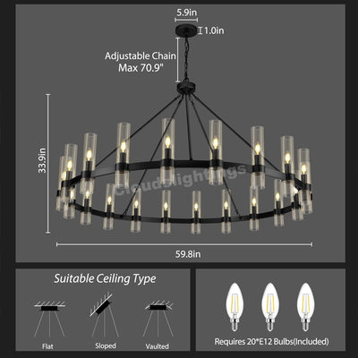 Modern Glass Round Chandelier 60“D