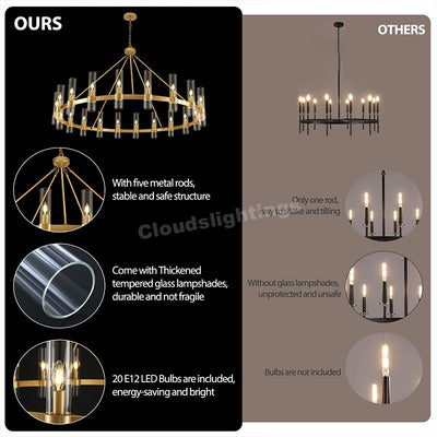 Modern Glass Round Chandelier 60“D