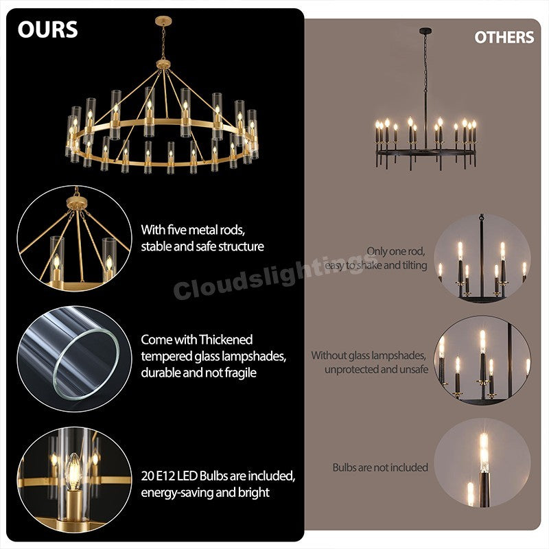 Modern Glass Round Chandelier 60“D