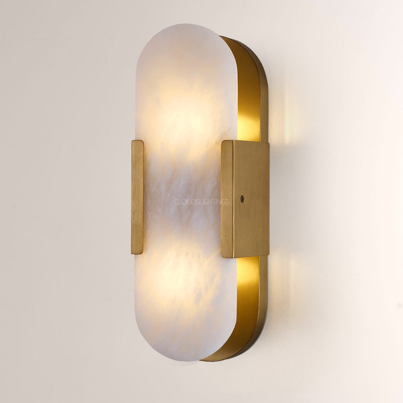 Modern Oval Alabaster Wall Sconce