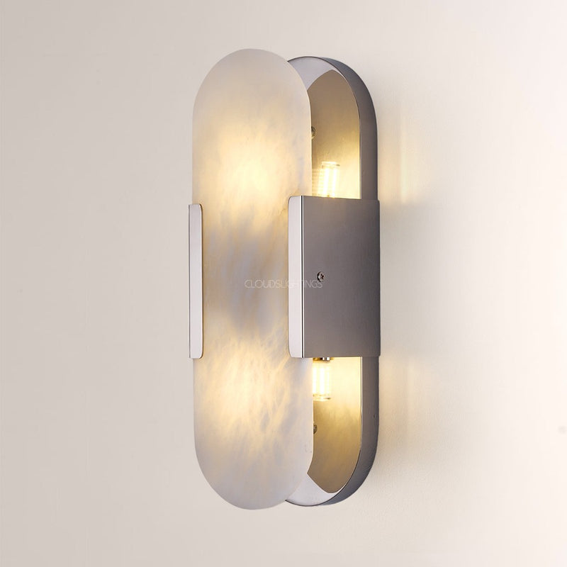 Modern Oval Alabaster Wall Sconce