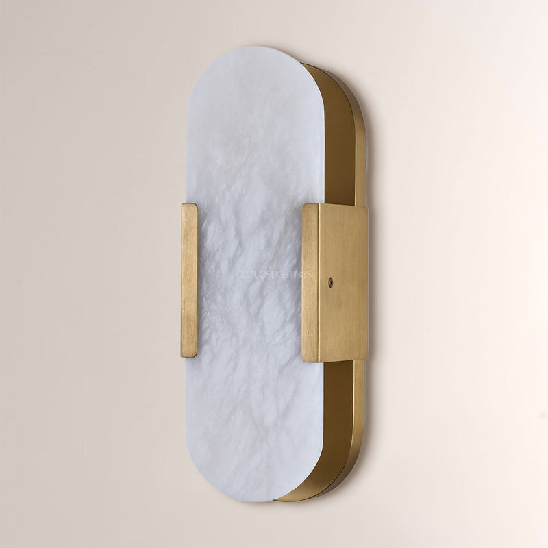 Modern Oval Alabaster Wall Sconce