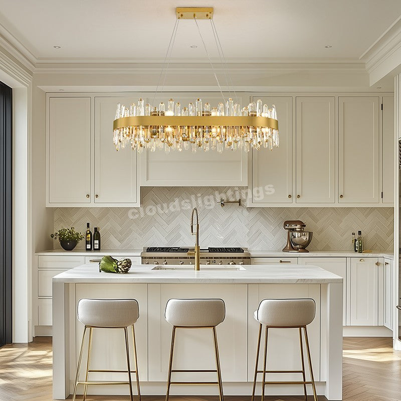 Modern Rectangular Crystal Chandelier 52"L