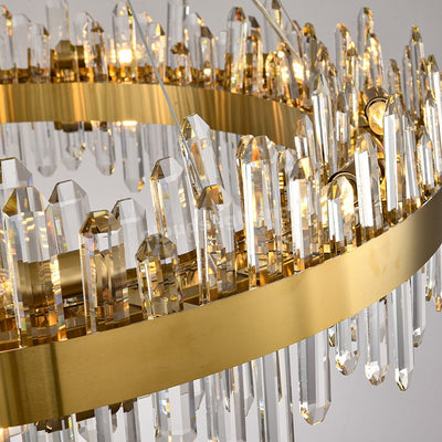Modern Round Crystal Chandelier 32"D