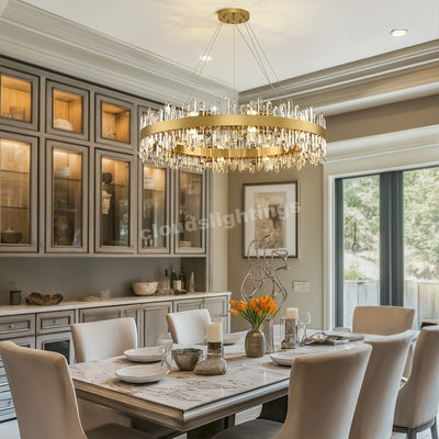 Modern Round Crystal Chandelier 40"D