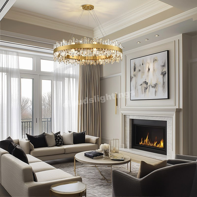 Modern Round Crystal Chandelier 40"D