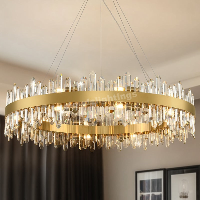 Modern Round Crystal Chandelier 40"D