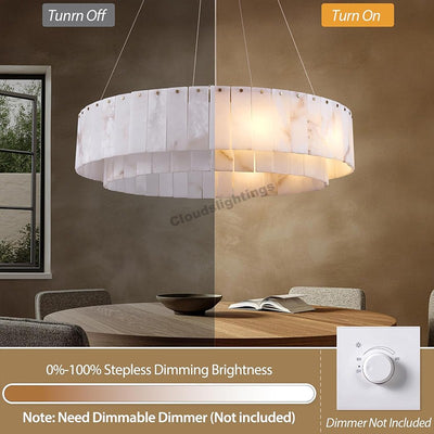 Modern Spanish Alabaster Cloud Round Chandelier