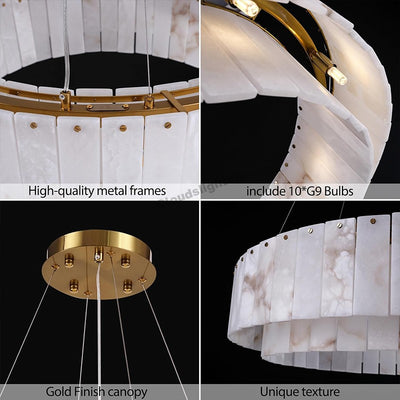 Modern Spanish Alabaster Cloud Round Chandelier