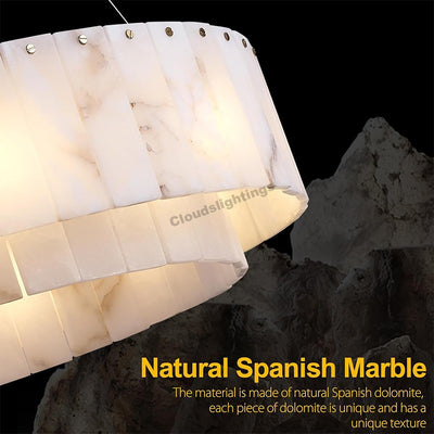 Modern Spanish Alabaster Cloud Round Chandelier