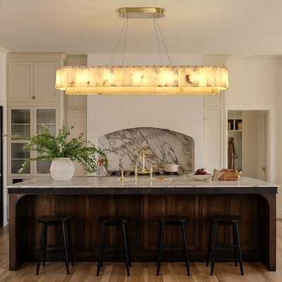 Modern Spanish Alabaster Cloud Linear Chandelier
