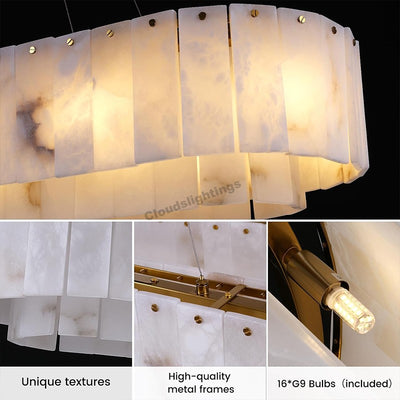 Modern Spanish Alabaster Cloud Linear Chandelier