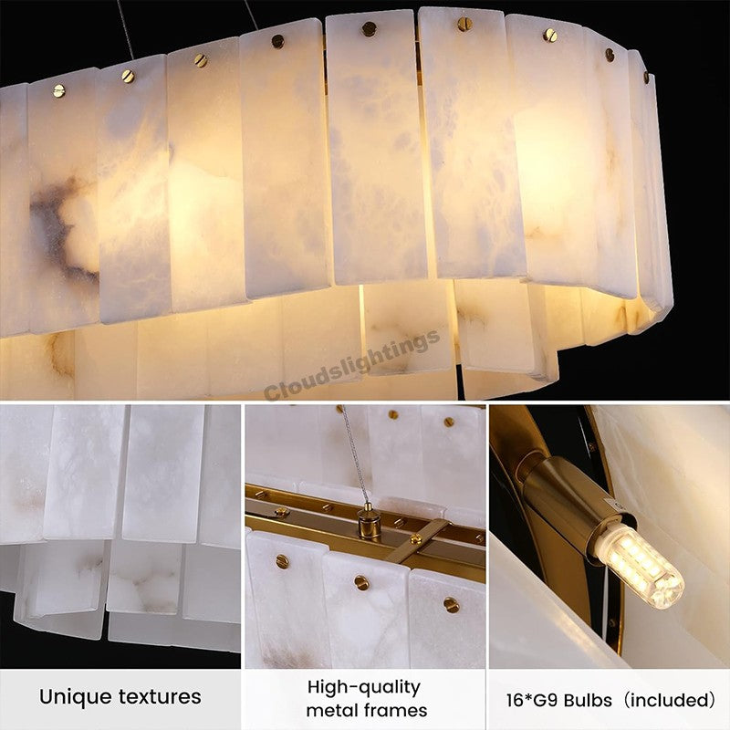 Modern Spanish Alabaster Cloud Linear Chandelier