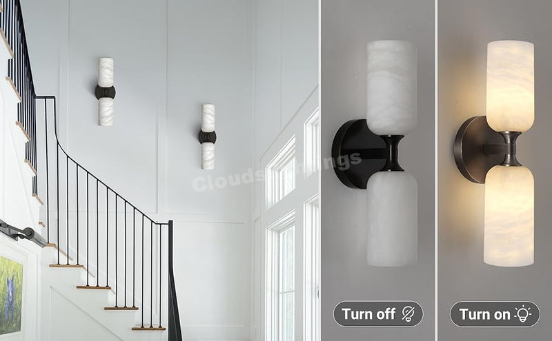 Modern Spanish Alabaster Double Wall Sconce