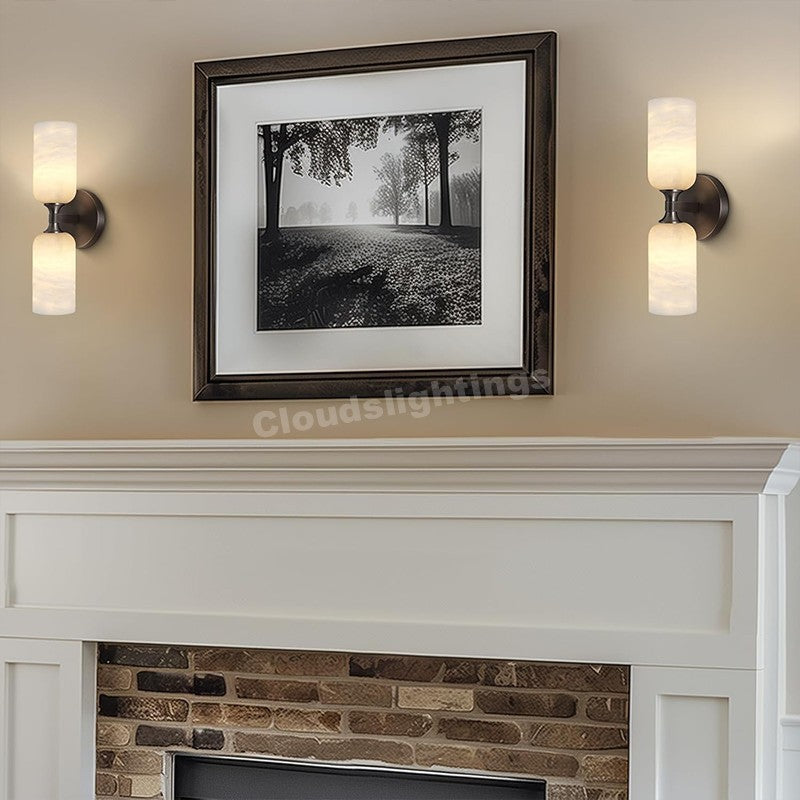 Modern Spanish Alabaster Double Wall Sconce