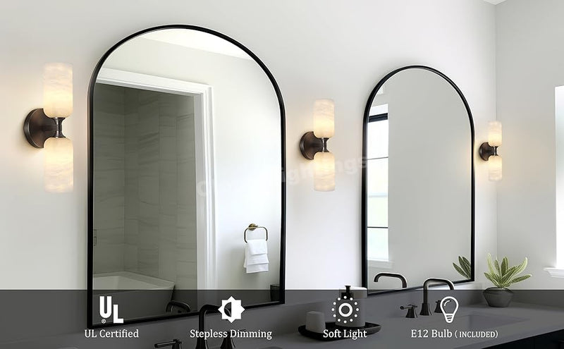 Modern Spanish Alabaster Double Wall Sconce