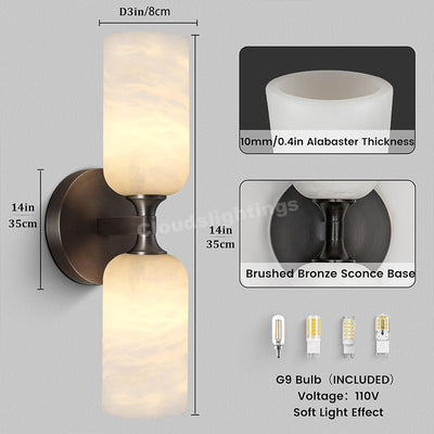 Modern Spanish Alabaster Double Wall Sconce