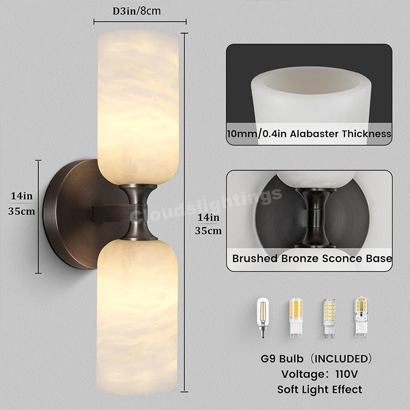 Modern Spanish Alabaster Double Wall Sconce