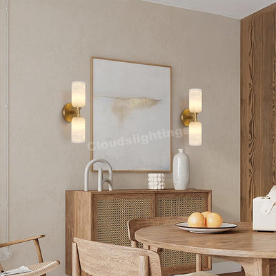 Modern Spanish Alabaster Double Wall Sconce