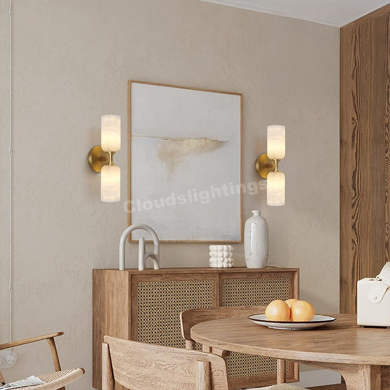 Modern Spanish Alabaster Double Wall Sconce