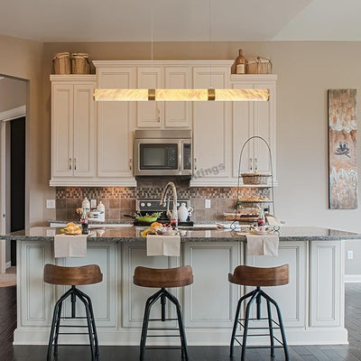 Modern Spanish Alabaster Tube Chandelier