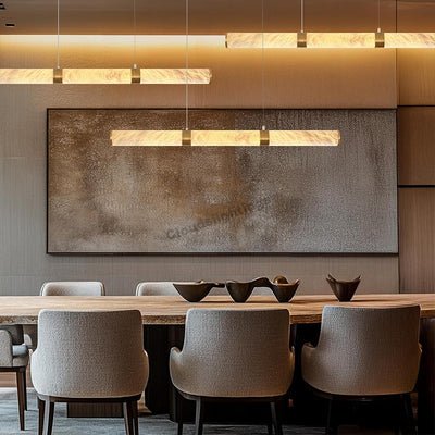 Modern Spanish Alabaster Tube Chandelier