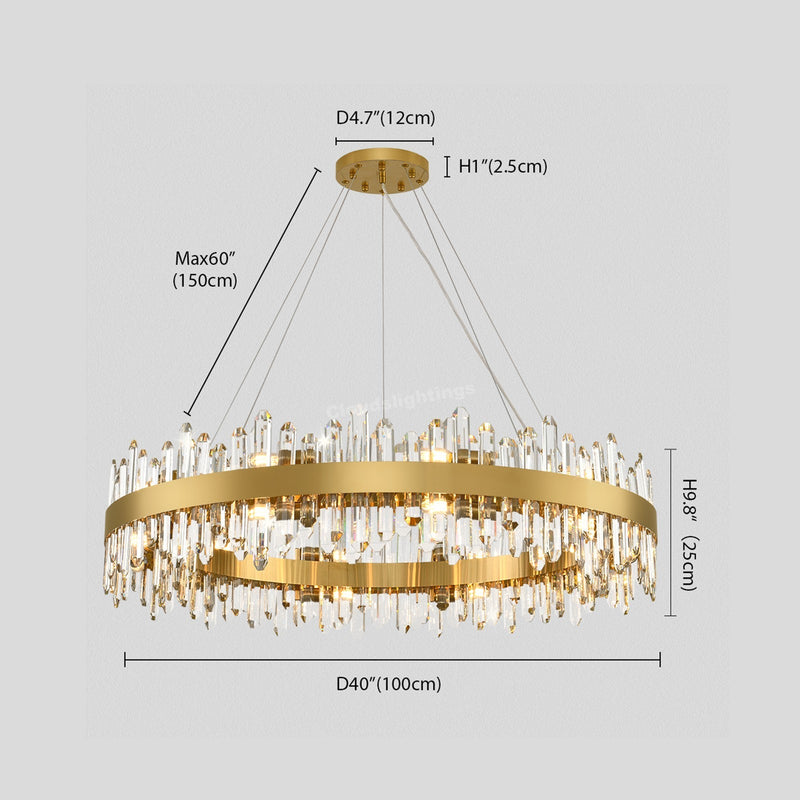 Modern Round Crystal Chandelier 40"D