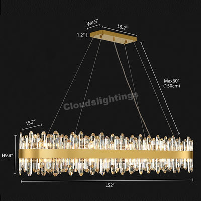 Modern Rectangular Crystal Chandelier 52"L
