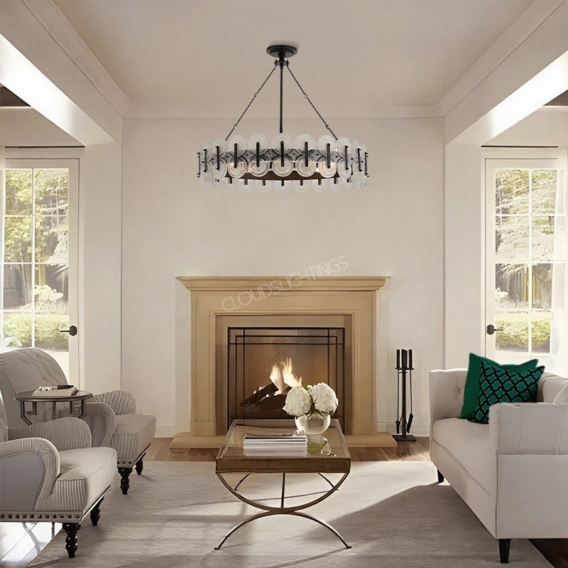 Rondel Glass Chandelier 31“D