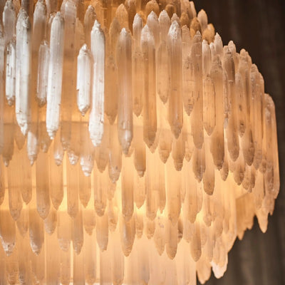 Selenite Crystal Round Pendant Chandelier