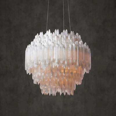 Selenite Crystal Round Pendant Chandelier