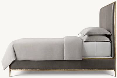 Vintage Forged Leather Panel Bed