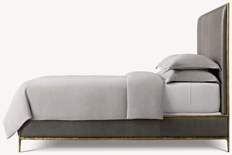 Vintage Forged Leather Panel Bed