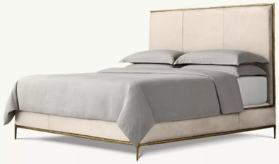 Vintage Forged Leather Panel Bed