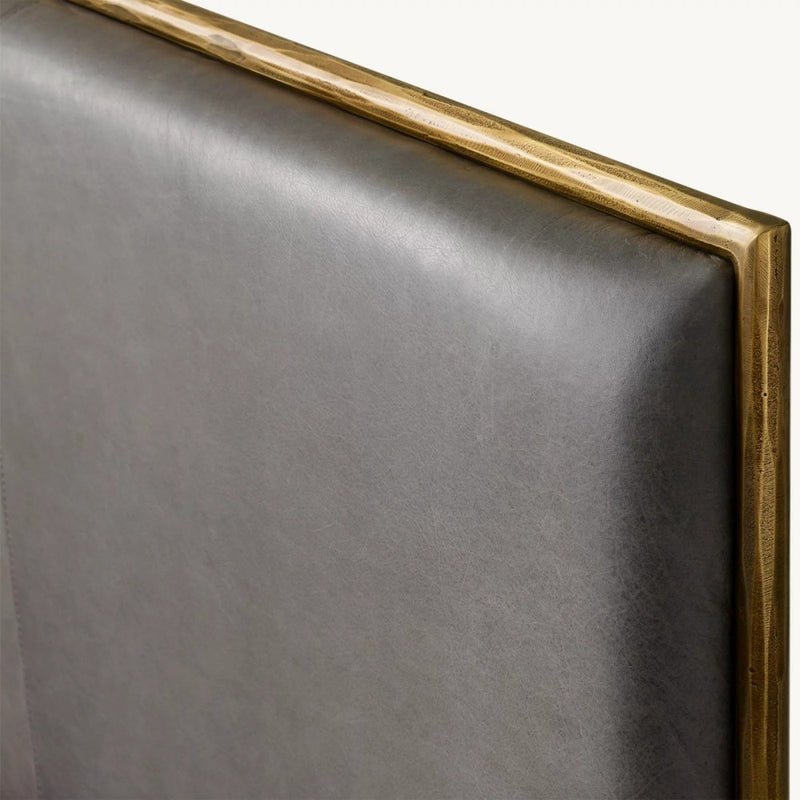 Vintage Forged Leather Panel Bed