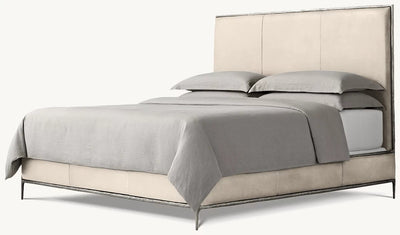 Vintage Forged Leather Panel Bed