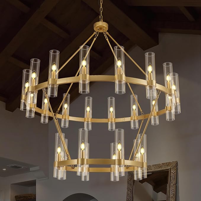 Wagon Wheel Chandelier 2 Tier  for Dining Room, Living Room, Bedroom and Entryway