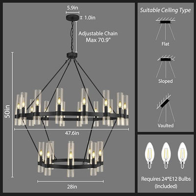 Wagon Wheel Chandelier 2 Tier  for Dining Room, Living Room, Bedroom and Entryway