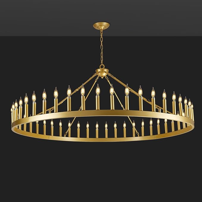 Wagon Wheel Chandelier with Candle Shade for Dining Room, Living Room, Bedroom and Entryway