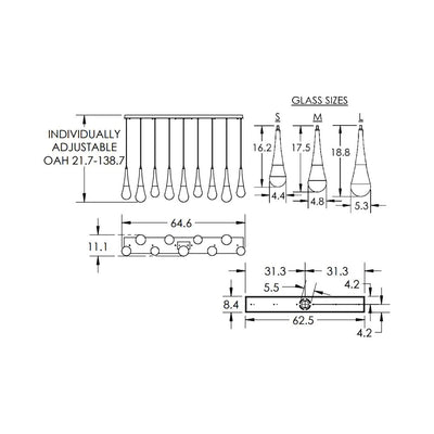 Water Drop Rectangle  LED Chandelier