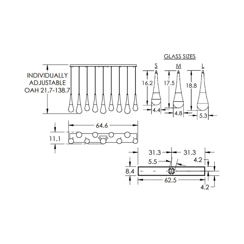 Water Drop Rectangle  LED Chandelier