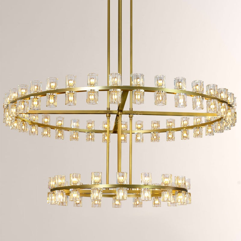 Wine-Glass Series Crystal 2-Tier Chandelier 60"D