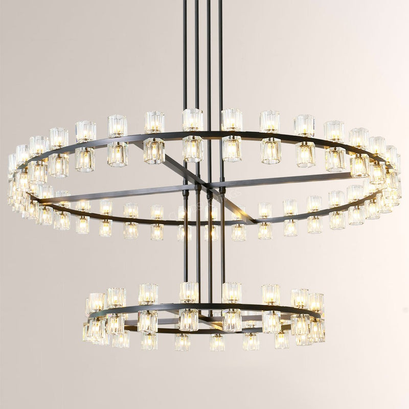 Wine-Glass Series Crystal 2-Tier Chandelier 60"D