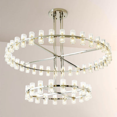 Wine-Glass Series Crystal 2-Tier Chandelier 60"D