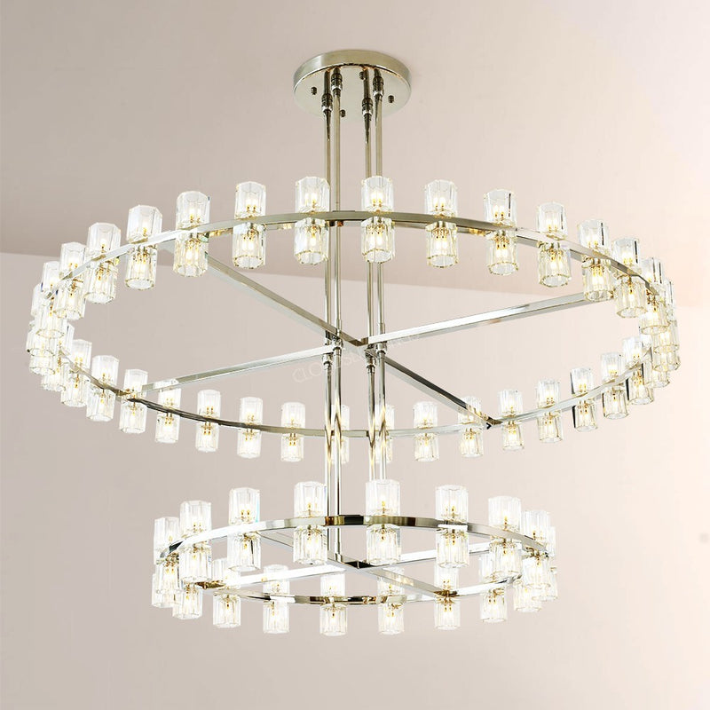 Wine-Glass Series Crystal 2-Tier Chandelier 60"D