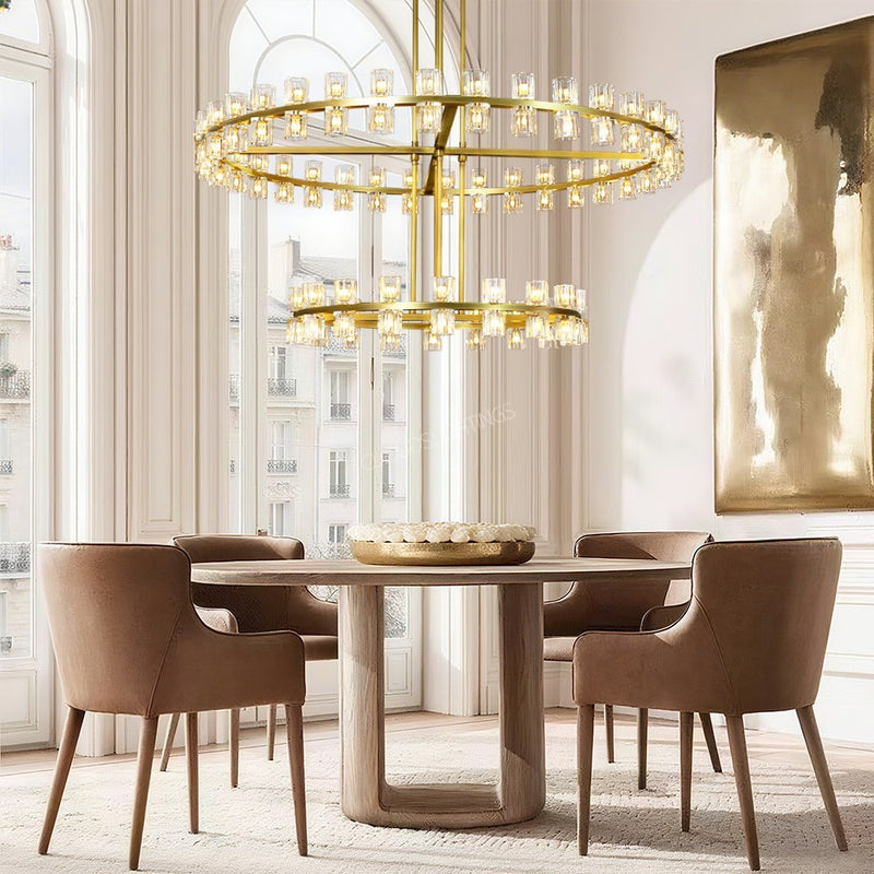 Wine-Glass Series Crystal 2-Tier Chandelier 60"D