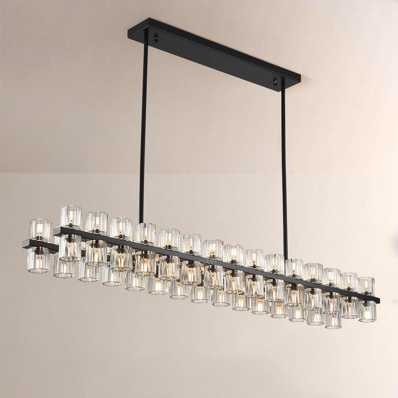 Wine-Glass Series Crystal Linear Chandelier 54"W
