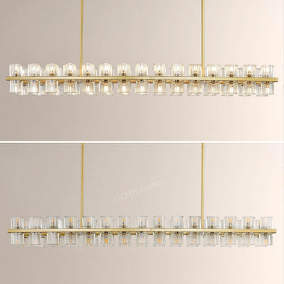 Wine-Glass Series Crystal Linear Chandelier 54"W